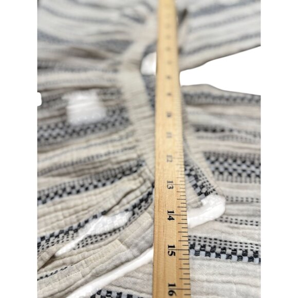 Madewell The Untailored Crop Pant Striped White blue Elastic Waist Cotton - Picture 10 of 11